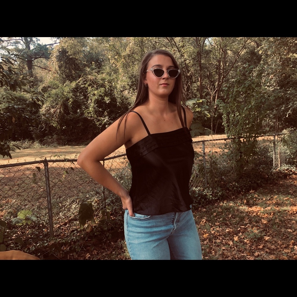 Black Square Neck Tank Top